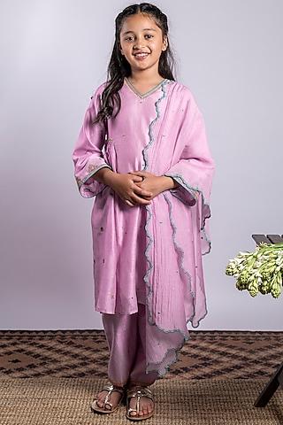 lilac-chanderi-silk-kurta-set-for-girls