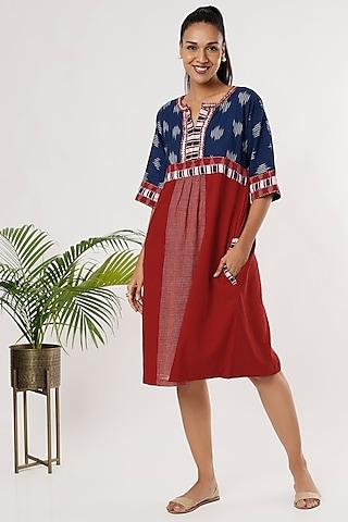 red-handloom-cotton-ikat-dress