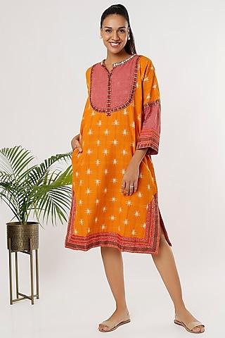 bright-orange-ikat-dress