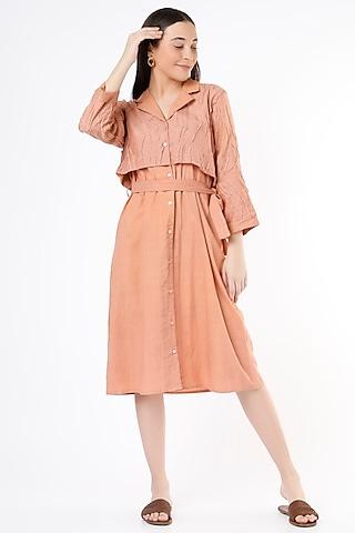 peach-double-layered-shirt-dress