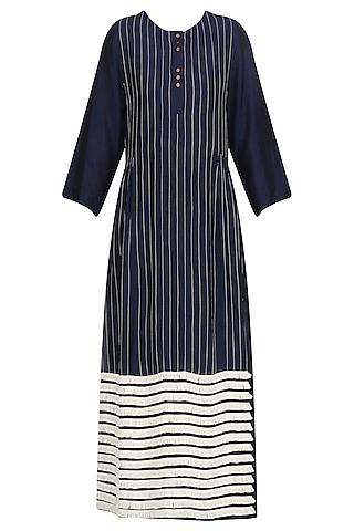 navy-blue-striped-fringe-dress