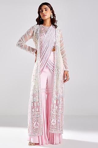blush-pink-tulle-&-crepe-draped-gharara-pant-saree-set