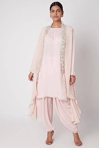 pink-embroidered-shirt-with-dhoti-pants-&-cape