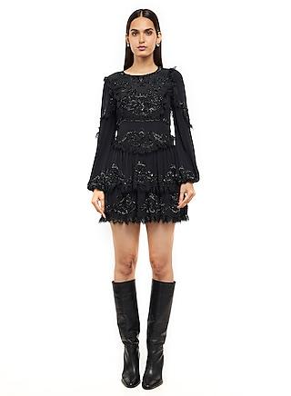 black-viscose-embroidered-mini-dress