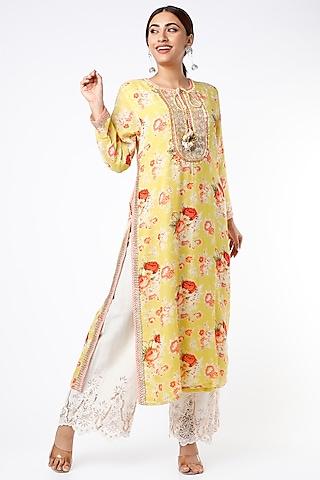 yellow-floral-printed-tunic