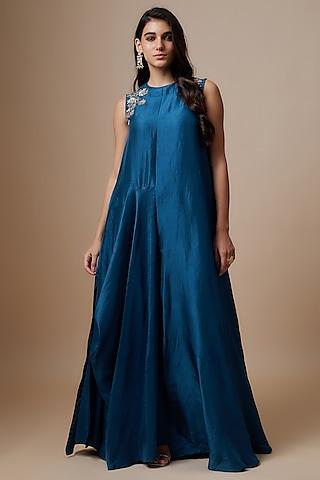 navy-blue-silk-zari-embroidered-flowy-maxi-dress
