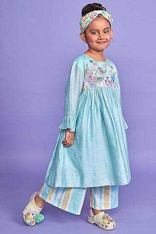mint-blue-cotton-chanderi-&-tabby-silk-printed-tunic-set-for-girls
