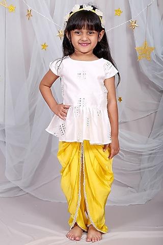yellow-silk-chanderi-dhoti-set-for-girls