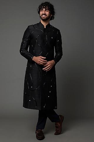 black-embroidered-sherwani