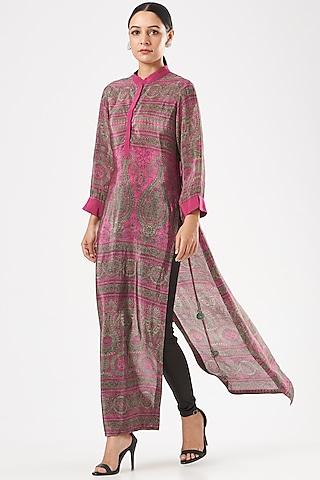fuschia-pink-crepe-printed-tunic