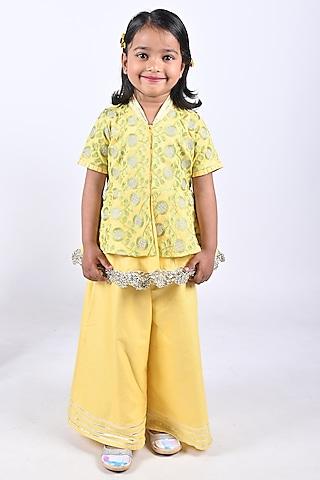 yellow-cotton-blend-embroidered-sharara-set-for-girls