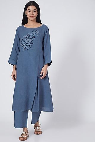 indigo-applique-embroidered-pleated-tunic