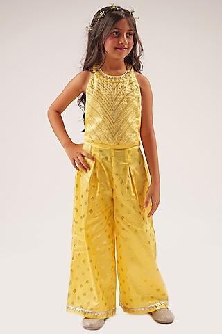 yellow-cotton-foil-printed-&-gota-patti-embroidered-co-ord-set-for-girls