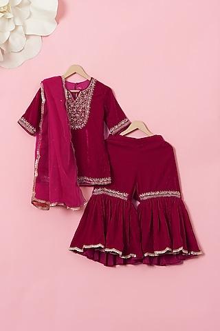 maroon-velvet-cutdana-embroidered-sharara-set