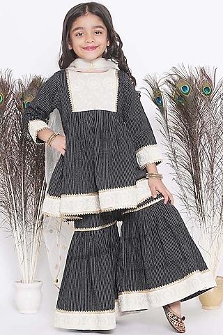 black-&-cream-cotton-embroidered-sharara-set-for-girls