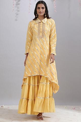 yellow-gota-embroidered-asymmetrical-tunic