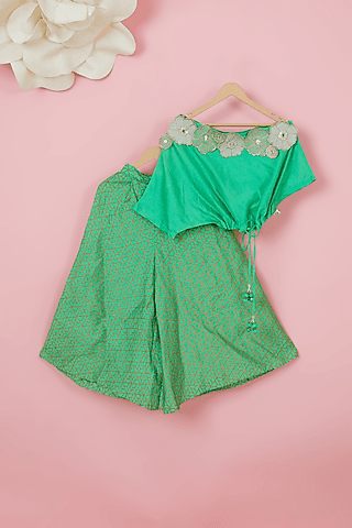 emerald-green-organic-cotton-printed-palazzo-pant-set-for-girls