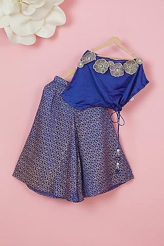 cobalt-blue-organic-cotton-printed-palazzo-pant-set-for-girls
