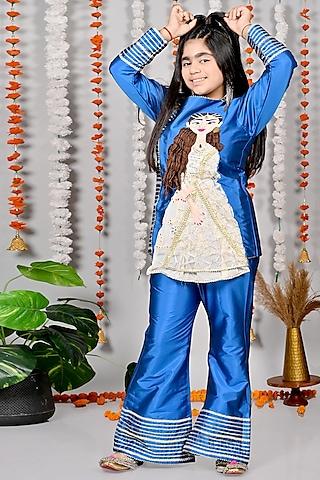 royal-blue-silk-motif-hand-embroidered-co-ord-set-for-girls