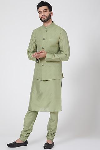 olive-green-nehru-jacket-set-for-boys