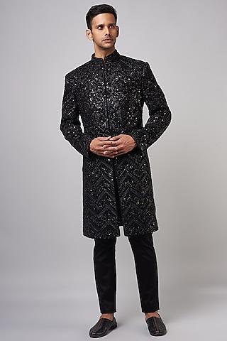 black-suiting-embroidered-sherwani