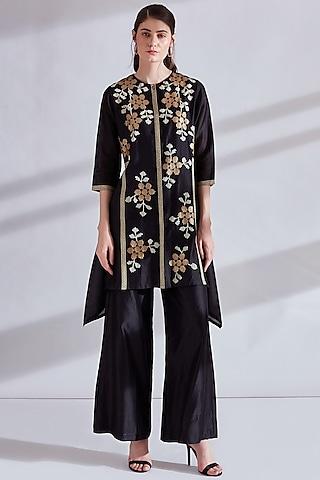 black-embellished-asymmetric-tunic