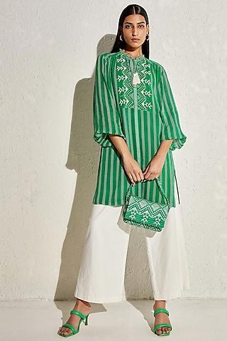 green-georgette-embellished-tunic