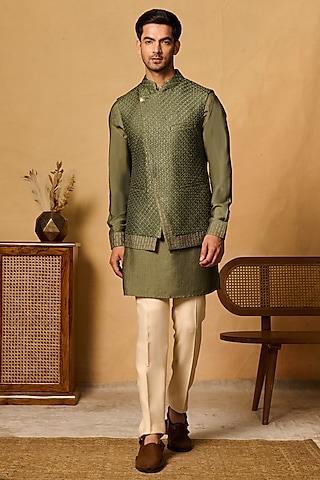 forest-green-silk-blend-dori-embroidered-bundi-jacket