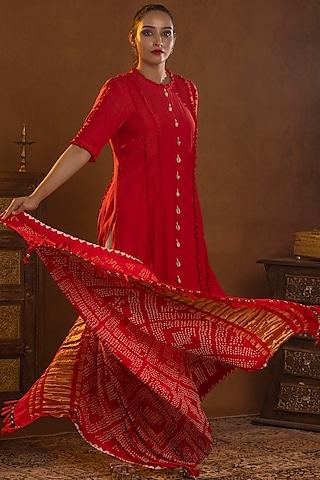 red-tunic-set-with-bandhani-dupatta
