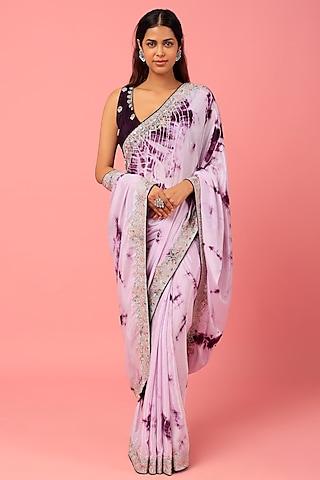purple-shibori-printed-saree-set