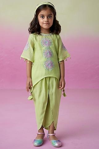 lime-chanderi-motif-embroidered-co-ord-set-for-girls