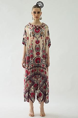 maroon-silk-printed-draped-tunic