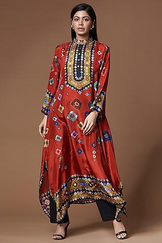 red-abstract-printed-tunic