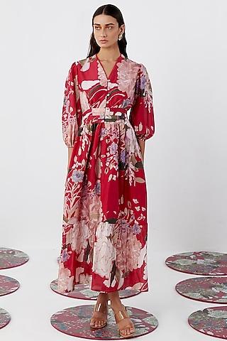 red-chanderi-printed-maxi-dress