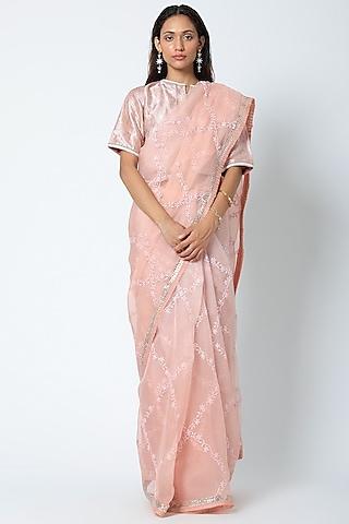 blush-pink-mukaish-embroidered-saree-set