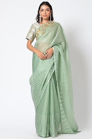 mint-green-organza-zardosi-embroidered-saree-set