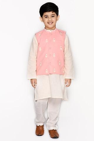 peach-nehru-jacket-with-kurta-set-for-boys