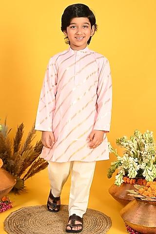 pink-cotton-blend-printed-kurta-set-for-boys