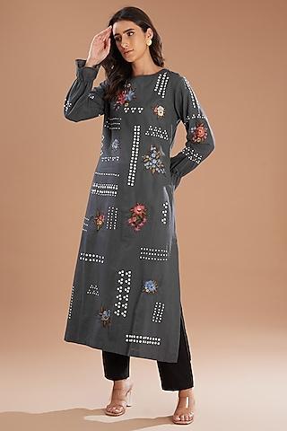black-linen-handcrafted-motif-tunic