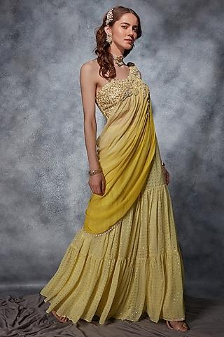 lime-muskaish-georgette-floral-embroidered-draped-sharara-saree-set