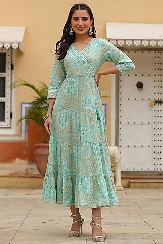 turquoise-cotton-printed-tiered-dress