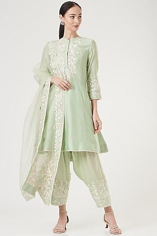 mint-green-embroidered-kurta-set-for-girls
