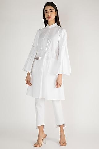 white-chinese-collared-pleated-tunic
