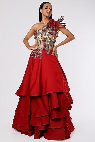maroon-&-skin-hand-embroidered-gown