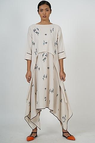 beige-&-white-embroidered-tunic