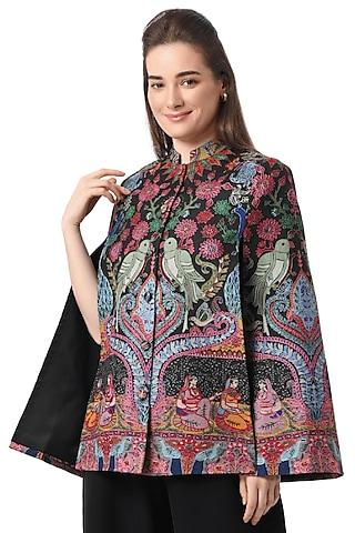 black-wool-hand-embellished-cape