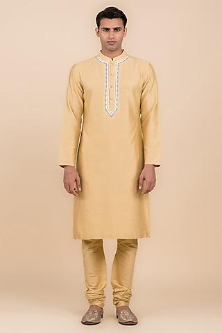 beige-viscose-polyester-blend-embroidered-kurta-set