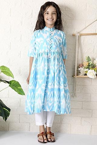 blue-cotton-printed-kurta-set-for-girls