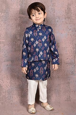 navy-blue-modal-satin-printed-nehru-jacket-set-for-boys