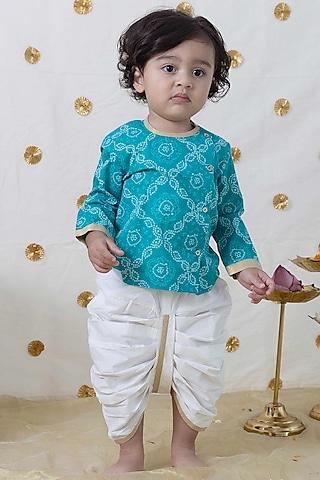 blue-cotton-bandhani-printed-kurta-set-for-boys